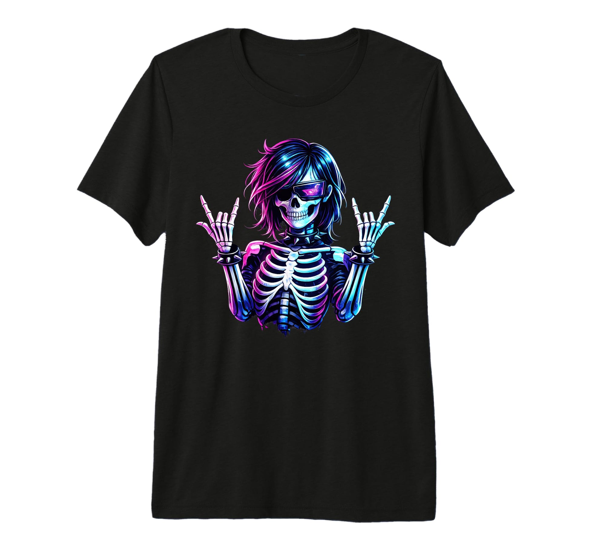 Cyberpunk Skeleton Rock Hand Goth T-Shirt - Fun Novelty Design Men Women - T-Shirt, Sweatshirt, Hoodie