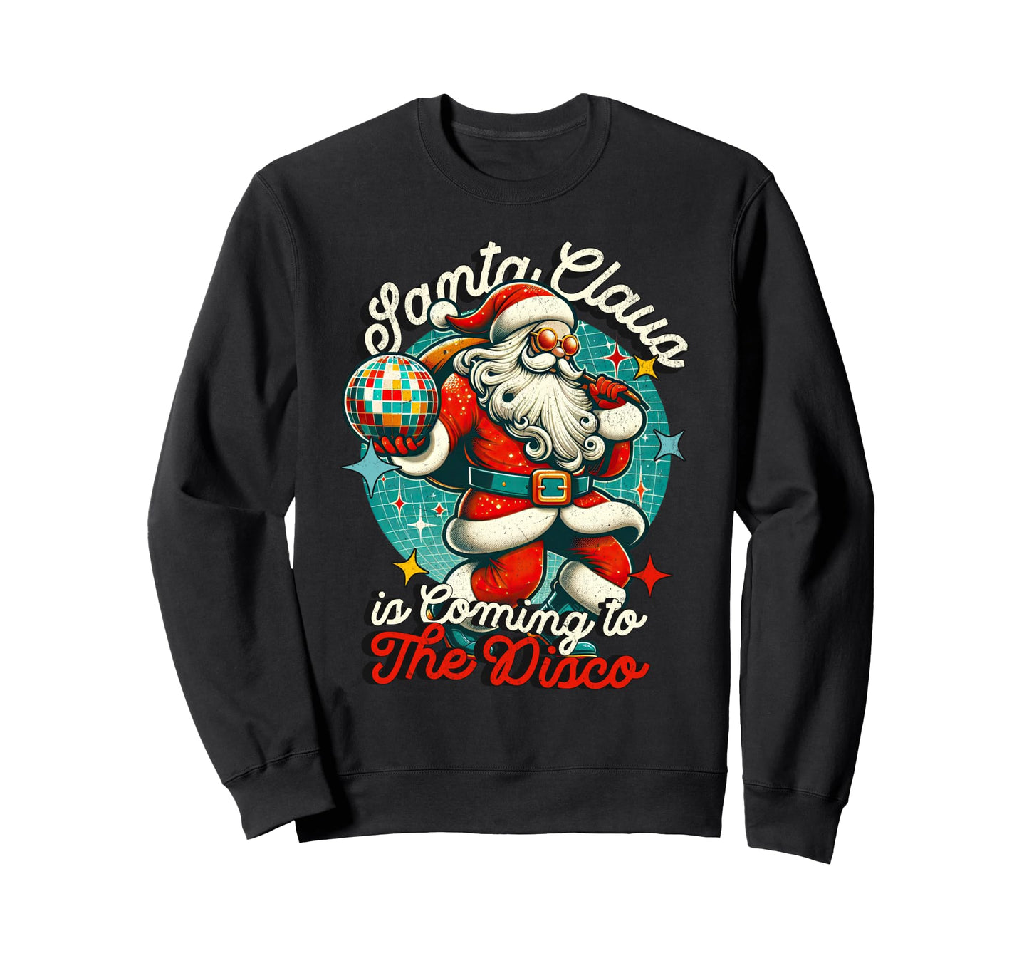 Groovy Santa 70S Disco Hippie Funky Sweatshirt - Trendy Graphic for Adults - T-Shirt, Sweatshirt, Hoodie