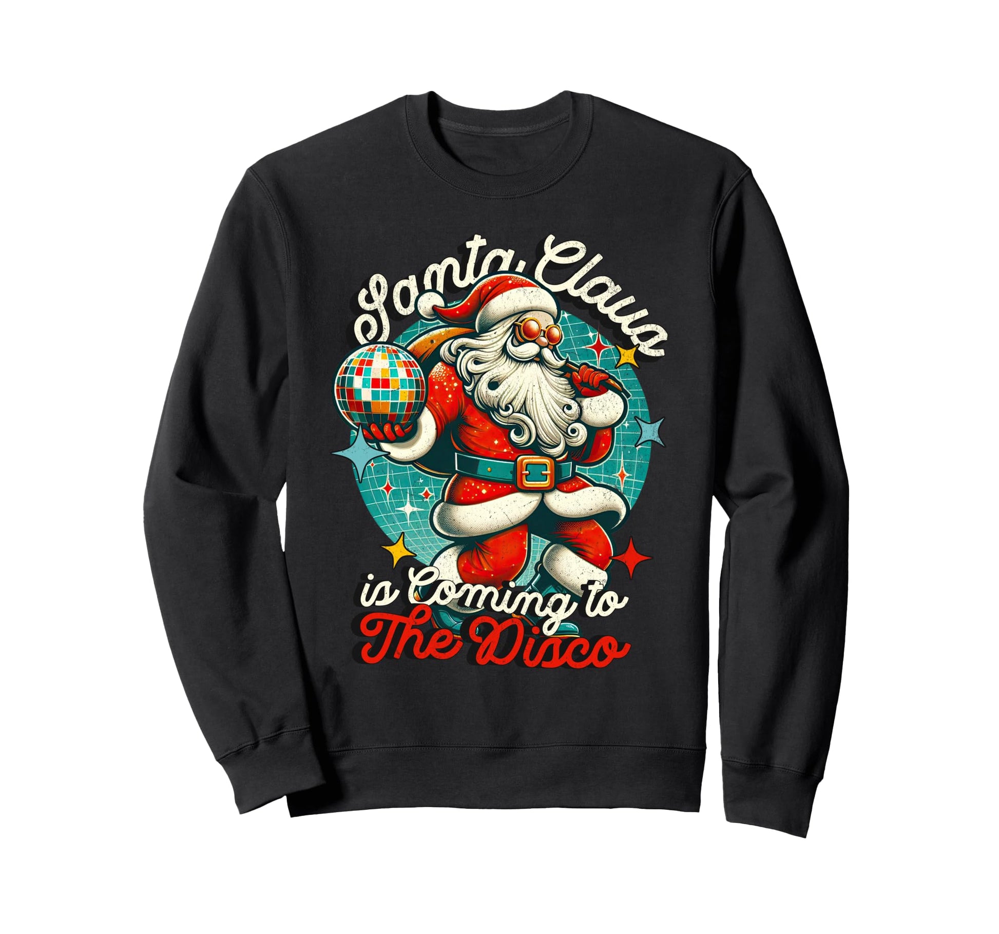 Groovy Santa 70S Disco Hippie Funky Sweatshirt - Trendy Graphic for Adults - T-Shirt, Sweatshirt, Hoodie