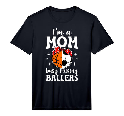 Mens Im Mom Busy Raising Ballers T-Shirt - Minimalist Print for Adults - T-Shirt, Sweatshirt, Hoodie