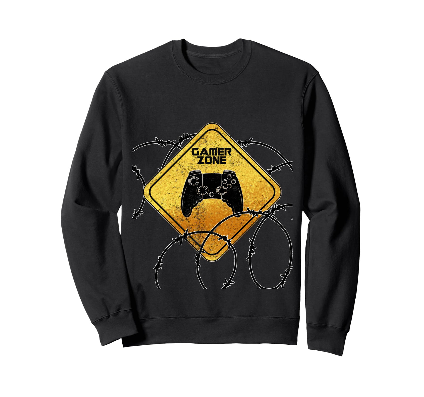 Gamer Zone Sign Funny Warning Video Sweatshirt - Graphic Print Men Women - T-Shirt, Sweatshirt, Hoodie