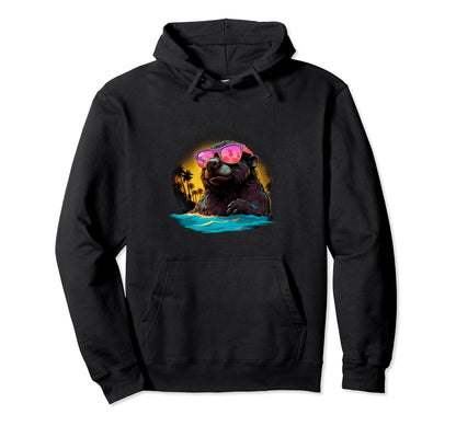 Funny Beaver Vaporwave Aesthetic Animal Hoodie - Unique Graphic Unisex - T-Shirt, Sweatshirt, Hoodie