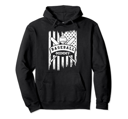 Baseball Mommy Usa American Flag Hoodie - Custom Art Print for Adults - T-Shirt, Sweatshirt, Hoodie