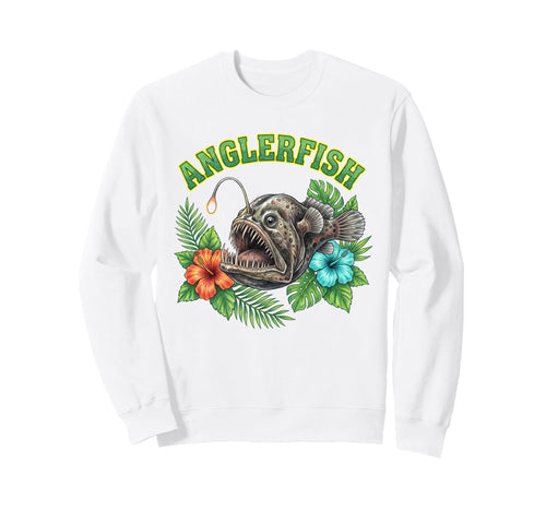 Anglerfish Groovy Floral Watercolor Boho Sweatshirt - Graphic Print Unisex - T-Shirt, Sweatshirt, Hoodie