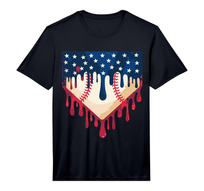 American Flag Baseball Drip Ice T-Shirt - Casual Everyday Wear Unisex - T-Shirt, Sweatshirt, Hoodie