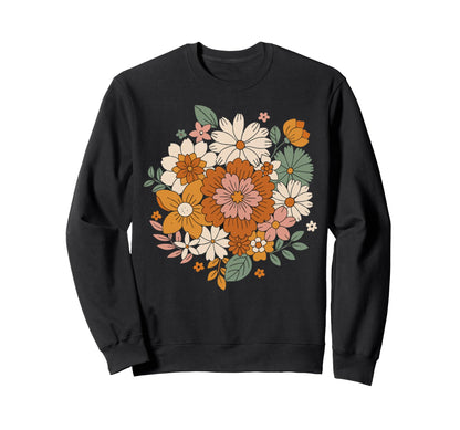Boho Floral Bouquet Aesthetic Sweatshirt - Minimalist Print Men Women - T-Shirt, Sweatshirt, Hoodie