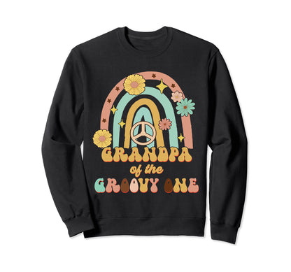 Boho Grandpa Groovy One 1St Birthday Sweatshirt - Novelty Apparel Unisex - T-Shirt, Sweatshirt, Hoodie