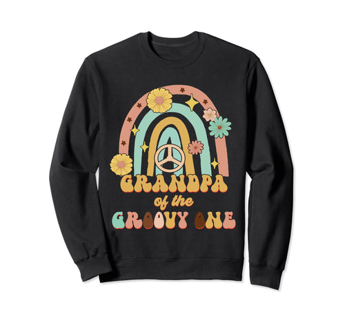 Boho Grandpa Groovy One 1St Birthday Sweatshirt - Novelty Apparel Unisex - T-Shirt, Sweatshirt, Hoodie