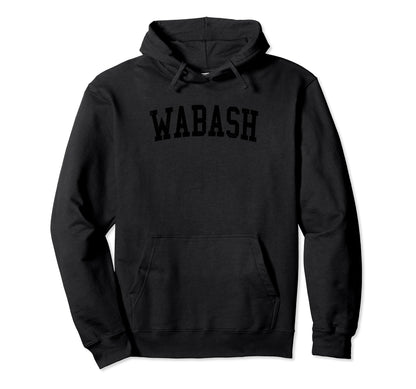 Wabash Distressed Black Varsity Hoodie - Minimalist Print Men Women - T-Shirt, Sweatshirt, Hoodie