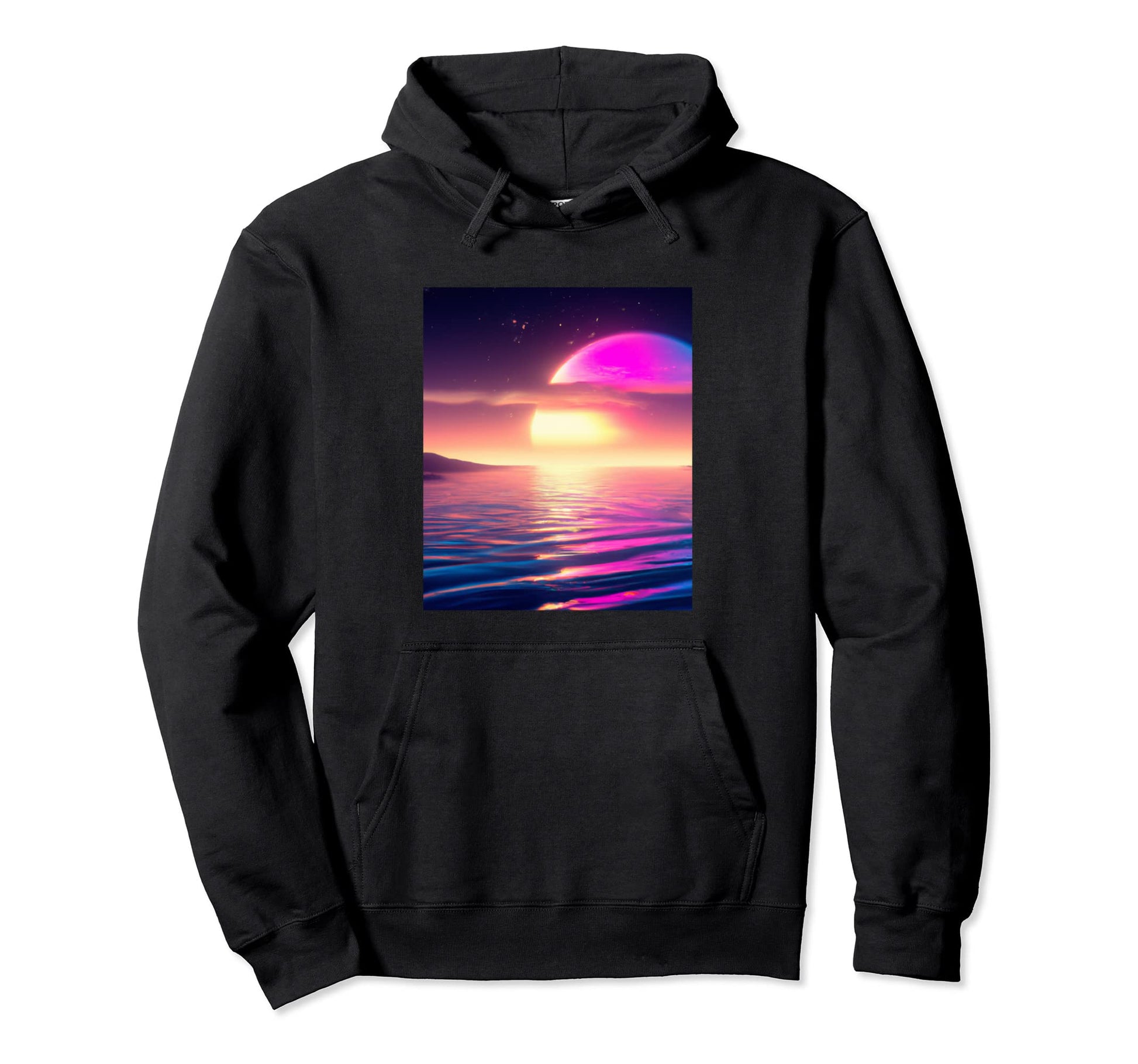 Vaporwave Sun Synthwave Sunset Hoodie - Casual Everyday Wear Men Women - T-Shirt, Sweatshirt, Hoodie