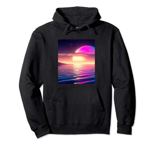 Vaporwave Sun Synthwave Sunset Hoodie - Casual Everyday Wear Men Women - T-Shirt, Sweatshirt, Hoodie