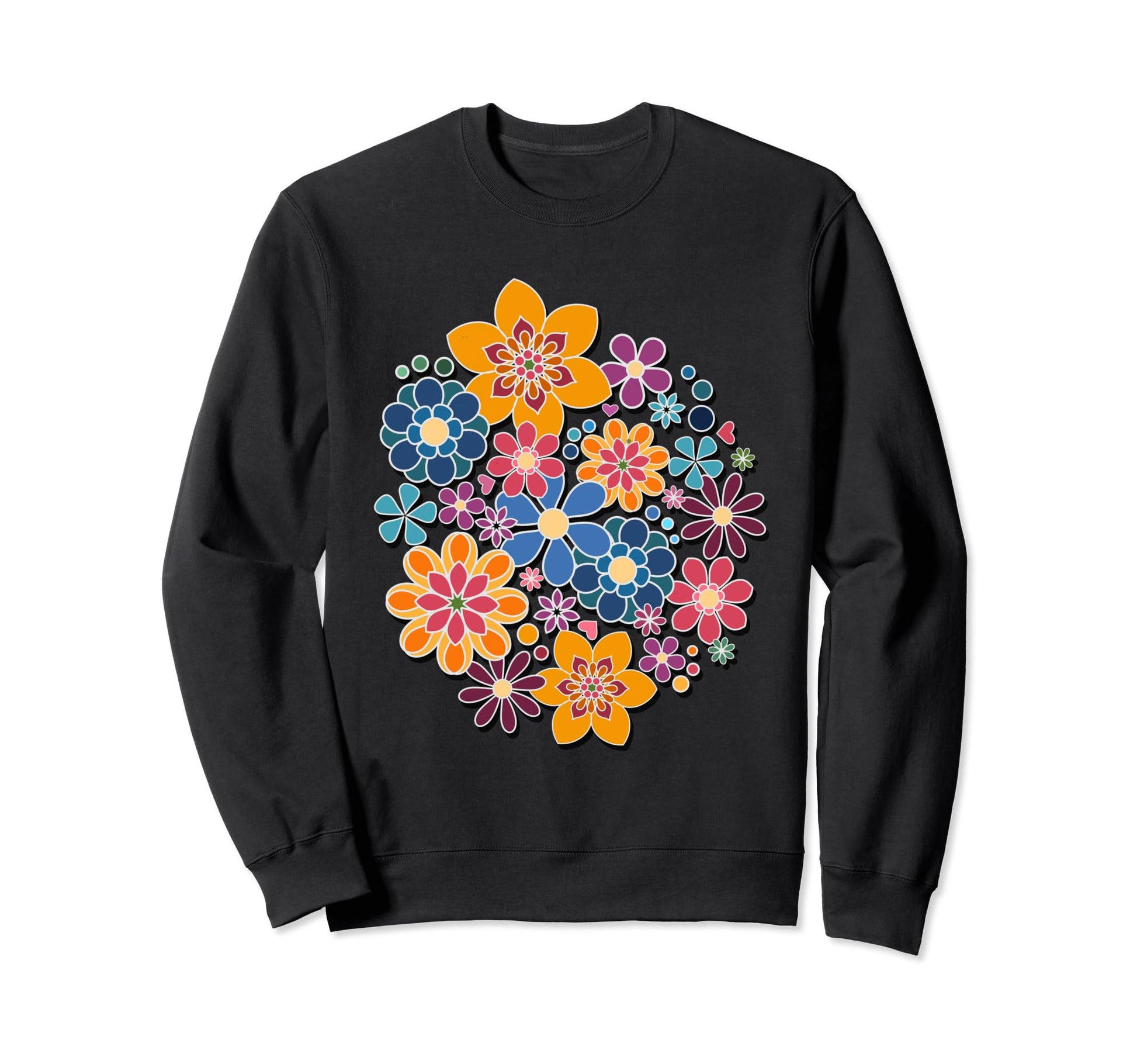 Colorful Hand Drawn Floral Boho Sweatshirt - Aesthetic Graphic Unisex - T-Shirt, Sweatshirt, Hoodie