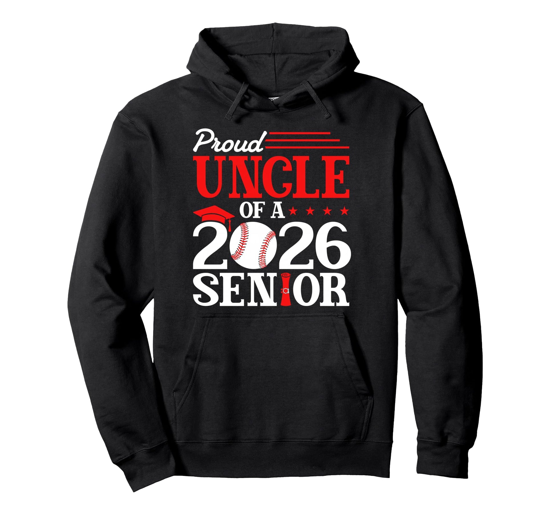 Proud Uncle 2026 Senior Baseball Hoodie - Minimalist Print Men Women - T-Shirt, Sweatshirt, Hoodie