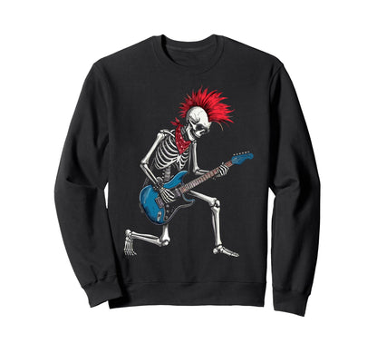 Funny Skeleton Playing Guitar Sweatshirt - Casual Everyday Wear Men Women - T-Shirt, Sweatshirt, Hoodie