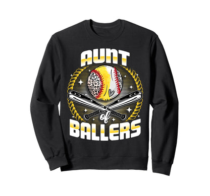 Baseball Softball Aunt Ballers Sweatshirt - Graphic Print for Adults - T-Shirt, Sweatshirt, Hoodie