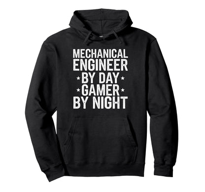 Mechanical Engineer Day Gamer Night Hoodie - Minimalist Print Men Women - T-Shirt, Sweatshirt, Hoodie