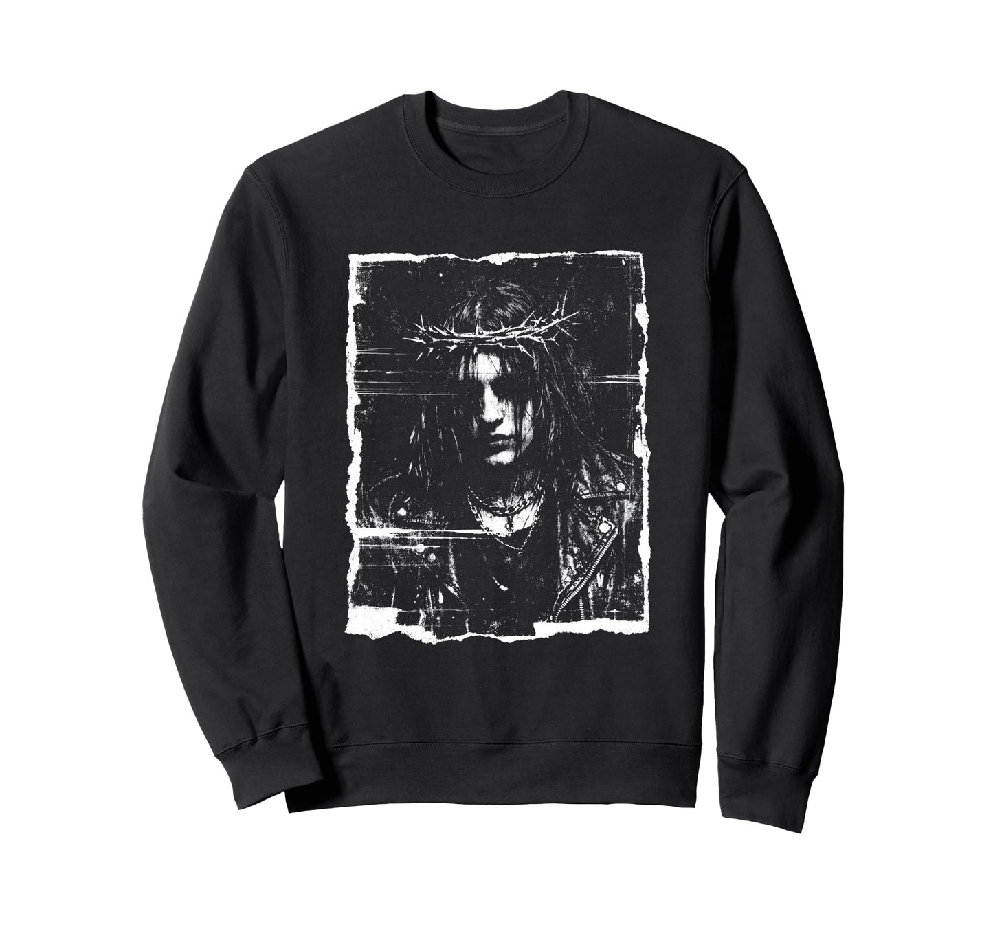 Gothic Messiah Crown Thorns Rocker Sweatshirt - Custom Art Print for Adults - T-Shirt, Sweatshirt, Hoodie