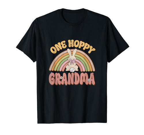 One Hoppy Grandma Bunny Easter Rainbow T-Shirt - Unique Graphic for Adults - T-Shirt, Sweatshirt, Hoodie