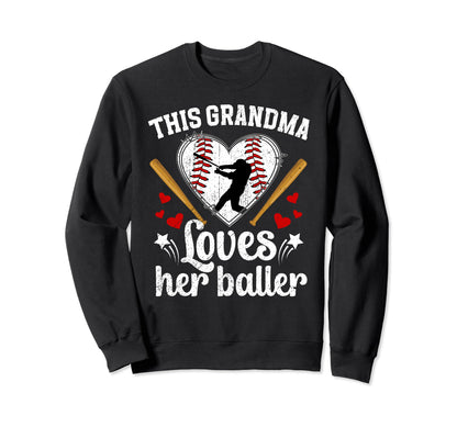 Baseball Grandma Loves Her Sweatshirt - Aesthetic Graphic for Adults - T-Shirt, Sweatshirt, Hoodie