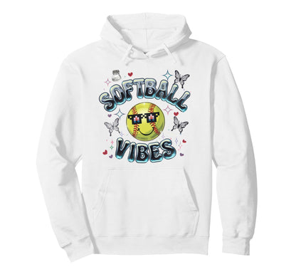 Softball Vibes Groovy Game Day Hoodie - Streetwear Style Men Women - T-Shirt, Sweatshirt, Hoodie