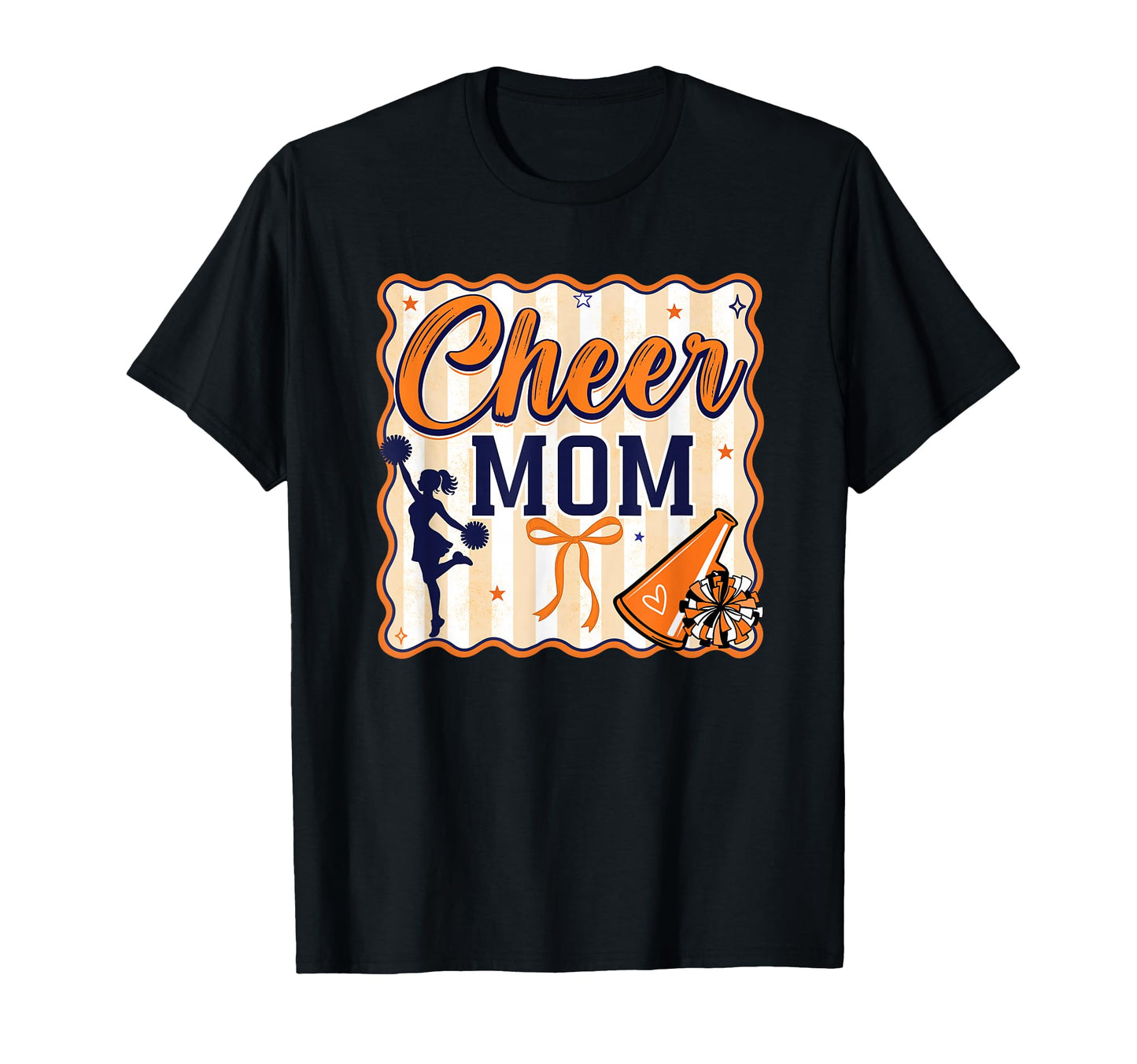 Preppy Stripe Cheer Mom Cheerleader T-Shirt - Fun Novelty Design Unisex - T-Shirt, Sweatshirt, Hoodie