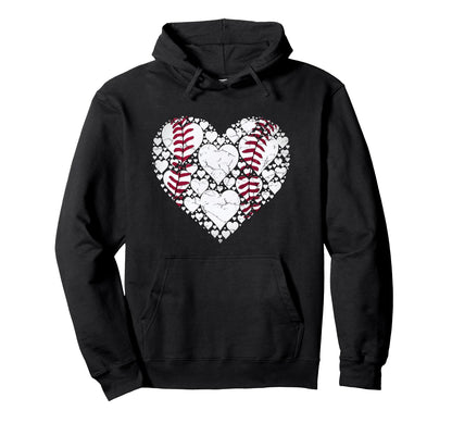 Baseball Heart Love Game Sports Fan Game Hoodie - Streetwear Style Unisex - T-Shirt, Sweatshirt, Hoodie