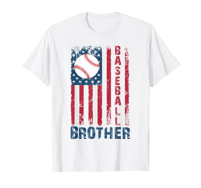 Baseball Brother American Us Flag T-Shirt - Fun Novelty Design Men Women - T-Shirt, Sweatshirt, Hoodie