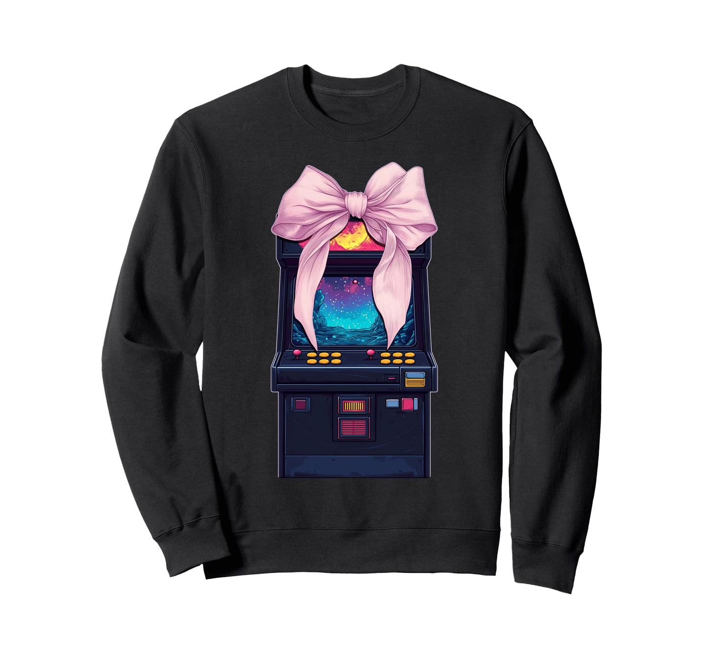 Coquette Bow Arcade Gaming Gamer Sweatshirt - Unique Graphic for Adults - T-Shirt, Sweatshirt, Hoodie