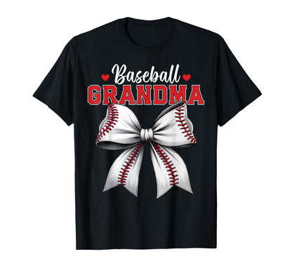 Baseball Grandma Coquette Ribbon Bow T-Shirt - Unique Graphic Men Women - T-Shirt, Sweatshirt, Hoodie