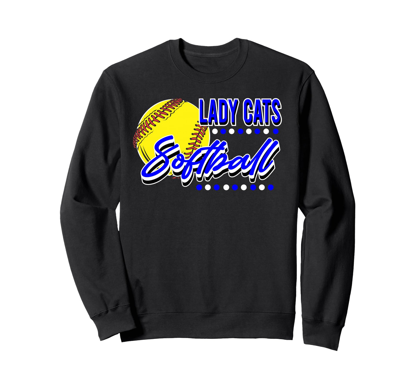 Lady Cats Softball Mom Game Day Blue Sweatshirt - Graphic Print Unisex - T-Shirt, Sweatshirt, Hoodie