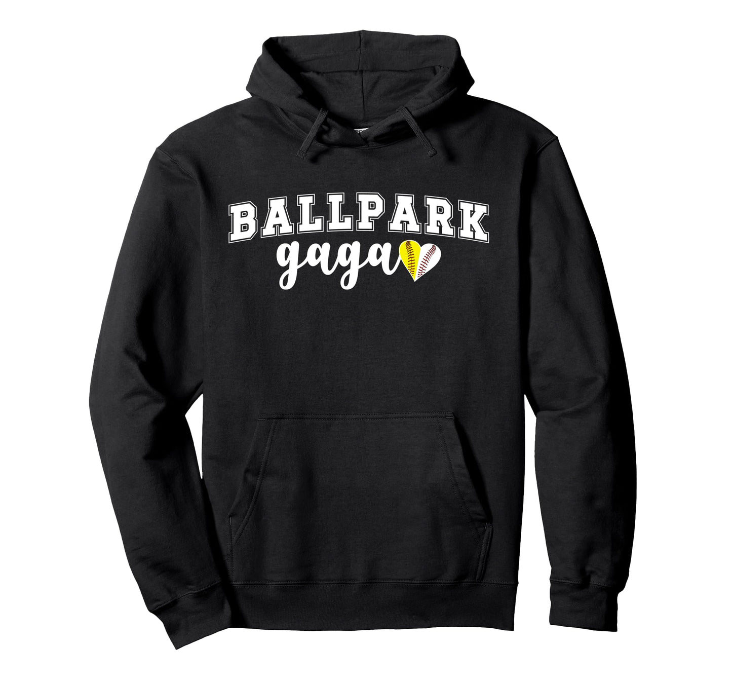 Ballpark Gaga Grandma Softball Baseball Hoodie - Unique Graphic for Adults - T-Shirt, Sweatshirt, Hoodie