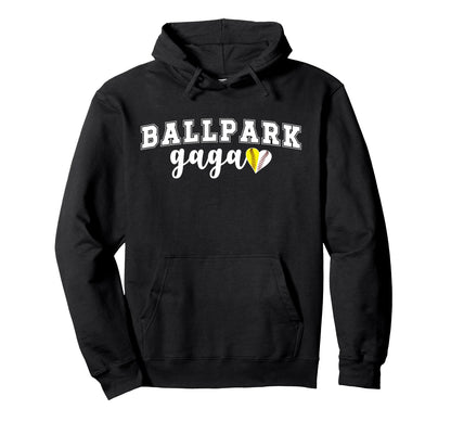 Ballpark Gaga Grandma Softball Baseball Hoodie - Unique Graphic for Adults - T-Shirt, Sweatshirt, Hoodie