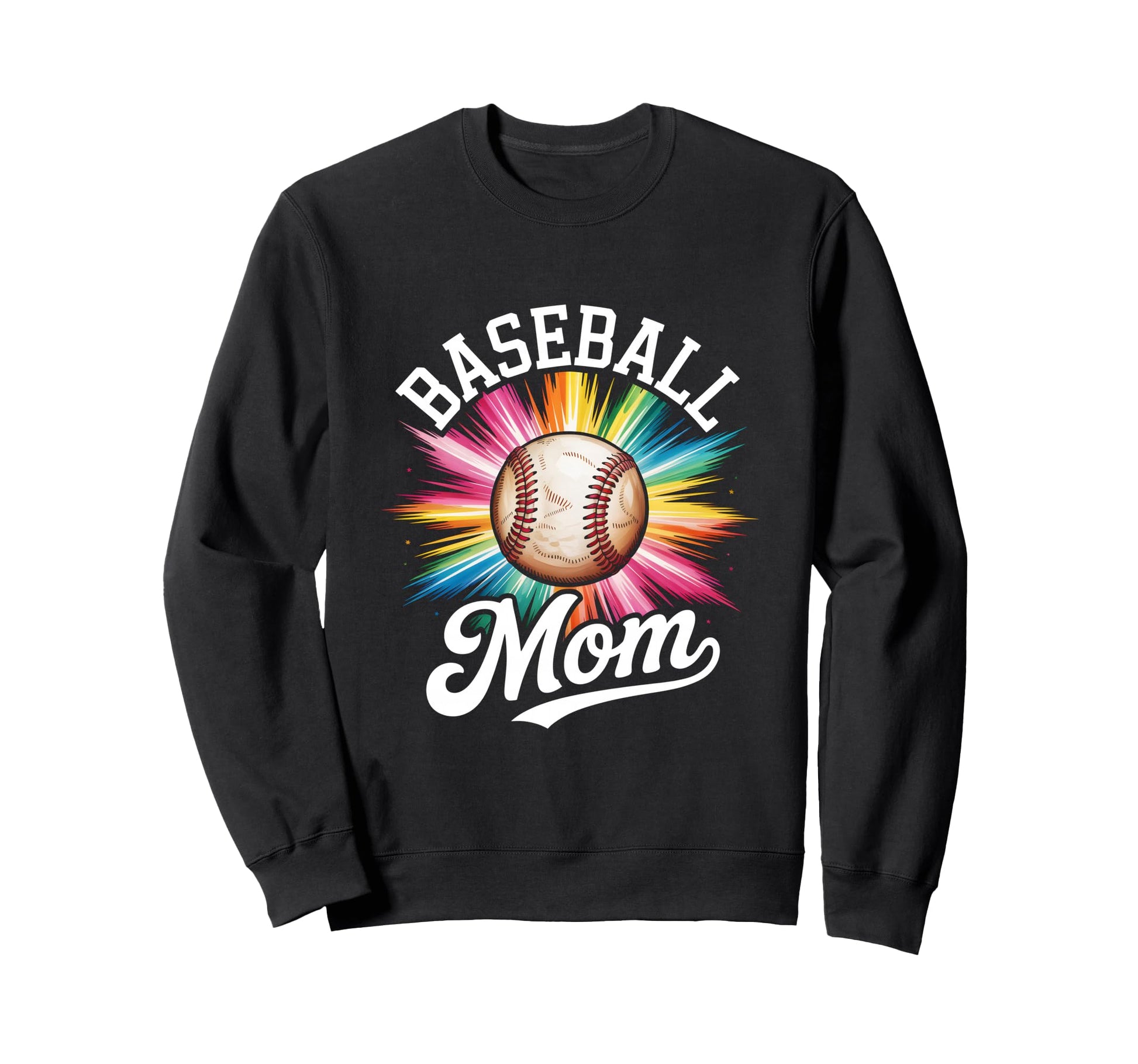 Baseball Mom Tie Dye Colorful Sweatshirt - Novelty Apparel for Adults - T-Shirt, Sweatshirt, Hoodie