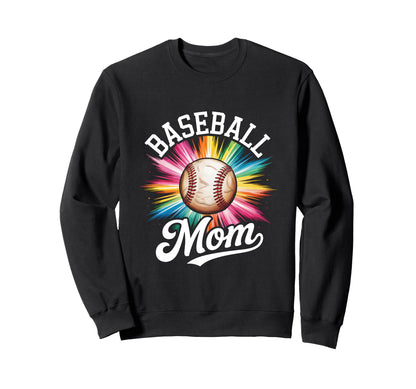Baseball Mom Tie Dye Colorful Sweatshirt - Novelty Apparel for Adults - T-Shirt, Sweatshirt, Hoodie