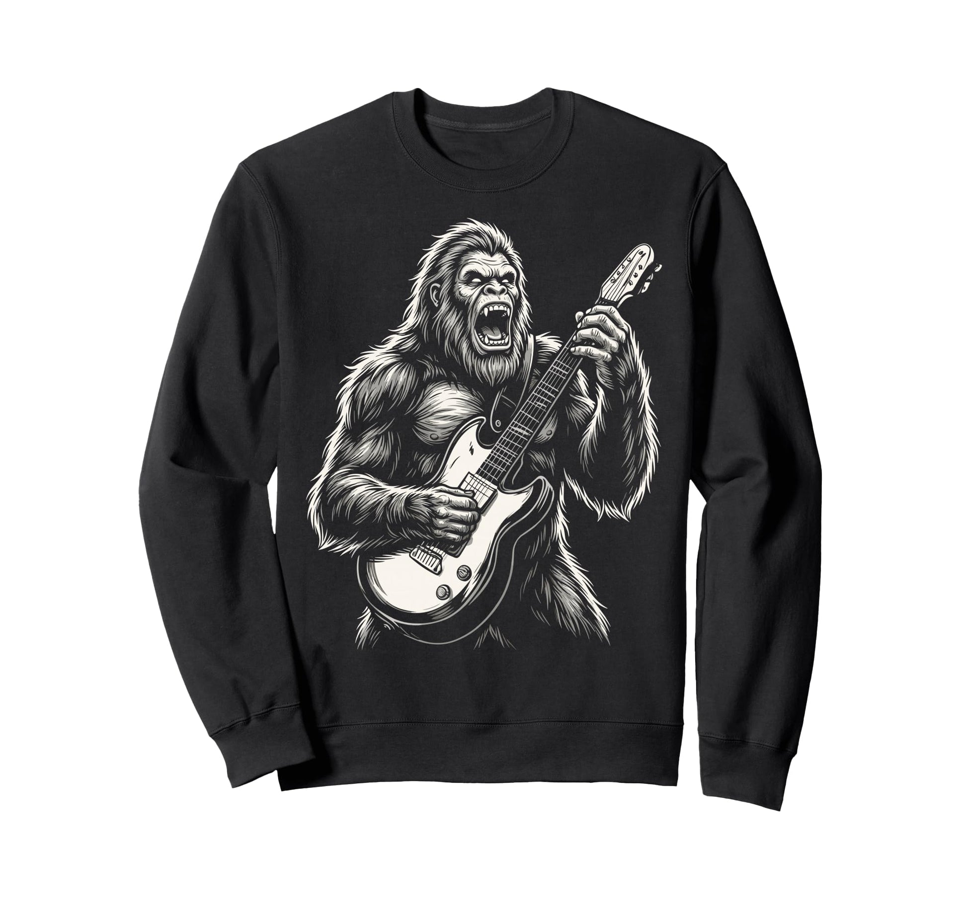 Funny Bigfoot Playing Guitar Heavy Sweatshirt - Trendy Graphic Men Women - T-Shirt, Sweatshirt, Hoodie