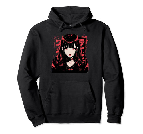 Goth Grunge Demon Anime Waifu Horror Alt Hoodie - Graphic Print for Adults - T-Shirt, Sweatshirt, Hoodie