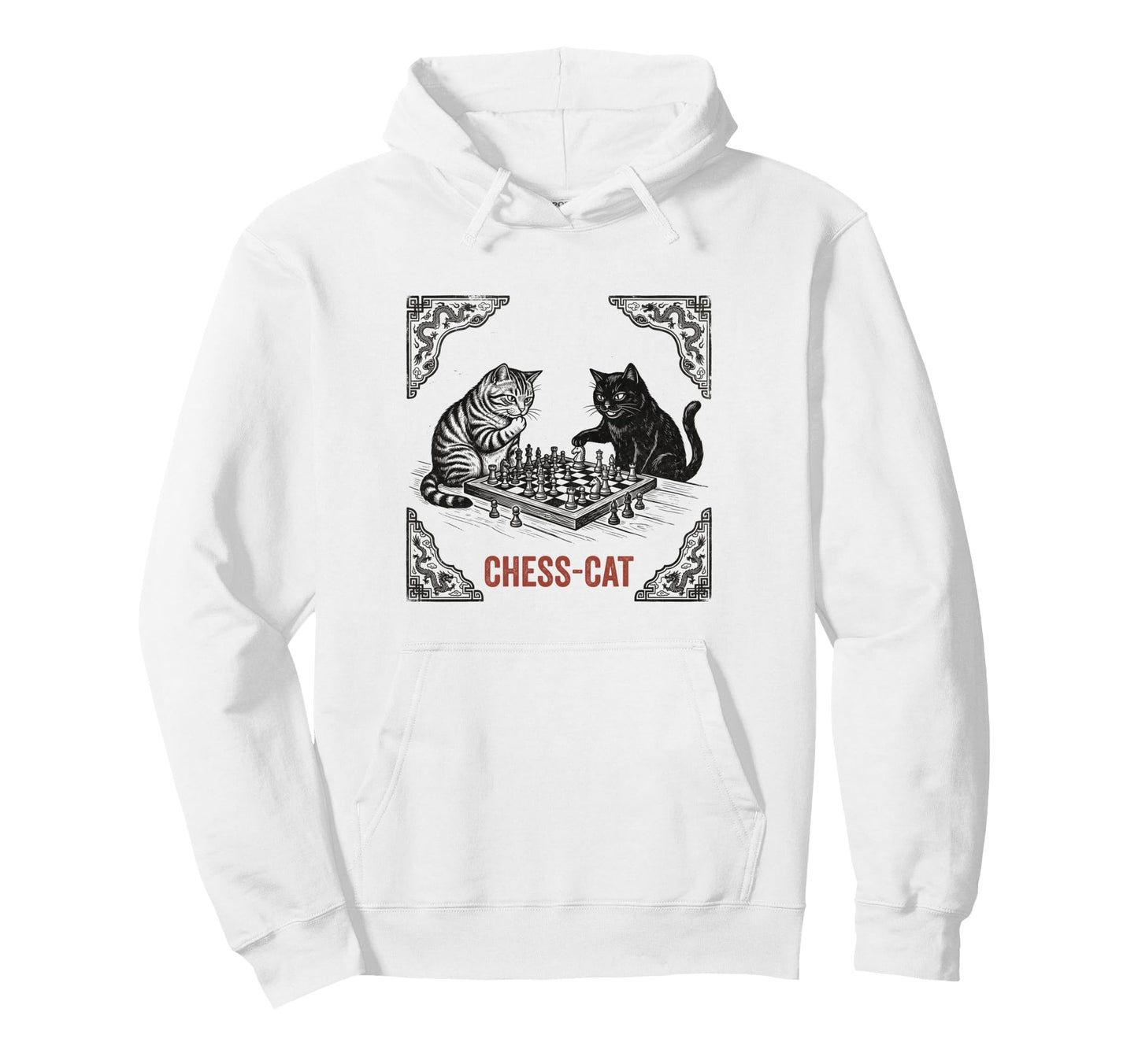 Chess Cat Funny Strategic Board Game Hoodie - Minimalist Print for Adults - T-Shirt, Sweatshirt, Hoodie