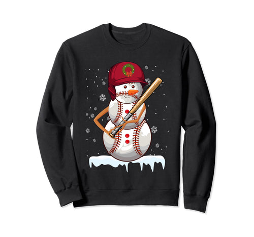 Baseball Snowman Ball Snow Holiday Sweatshirt - Graphic Print for Adults - T-Shirt, Sweatshirt, Hoodie