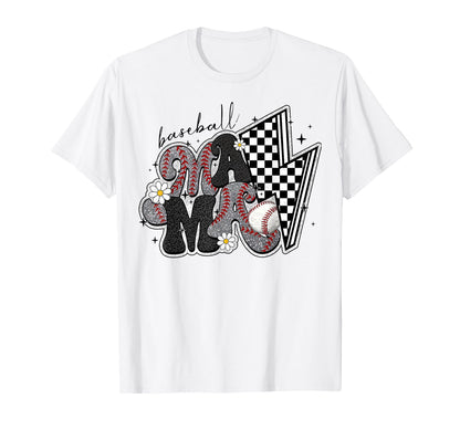 Baseball Mom Coquette Bow Sports T-Shirt - Minimalist Print for Adults - T-Shirt, Sweatshirt, Hoodie