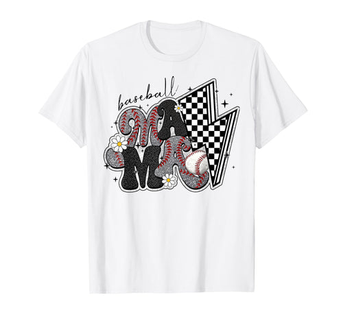 Baseball Mom Coquette Bow Sports T-Shirt - Minimalist Print for Adults - T-Shirt, Sweatshirt, Hoodie