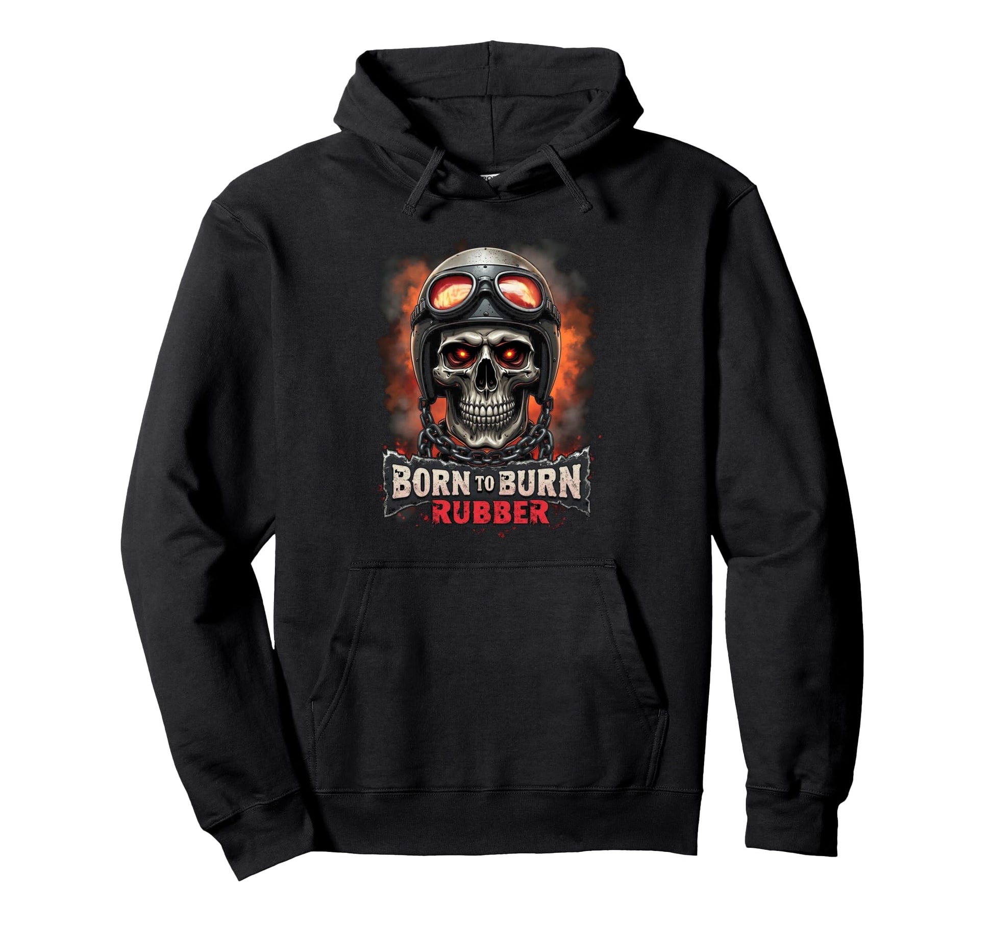 Skull Helmet Gear Punk Rock Biker Hoodie - Custom Art Print for Adults - T-Shirt, Sweatshirt, Hoodie