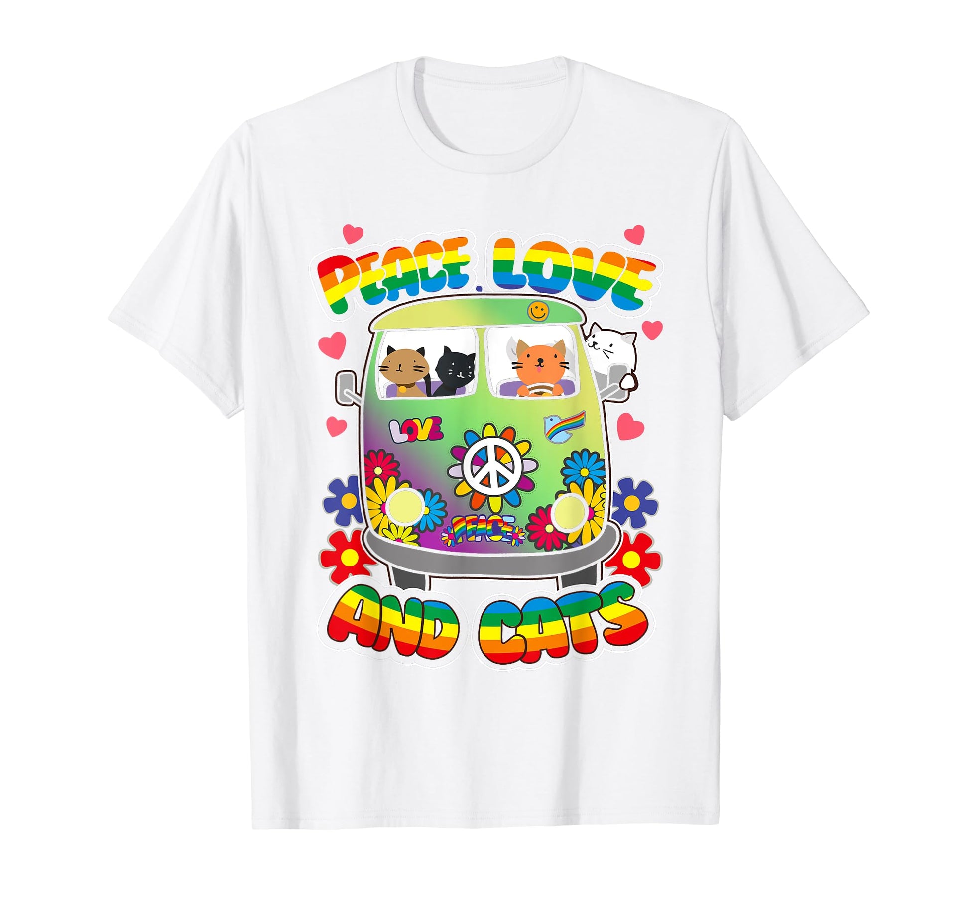 Peace Love And Cats Kitty Feline T-Shirt - Custom Art Print Men Women - T-Shirt, Sweatshirt, Hoodie