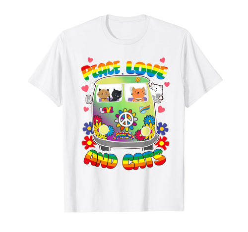 Peace Love And Cats Kitty Feline T-Shirt - Custom Art Print Men Women - T-Shirt, Sweatshirt, Hoodie