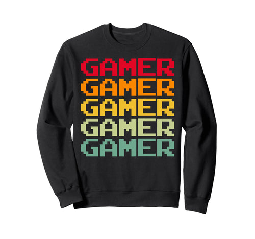 Gamer Pixel Rainbow Stacked Video Sweatshirt - Casual Everyday Wear Unisex - T-Shirt, Sweatshirt, Hoodie