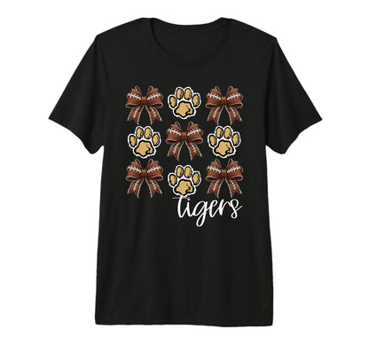 Tigers Football Mom Coquette Bows T-Shirt - Custom Art Print for Adults - T-Shirt, Sweatshirt, Hoodie