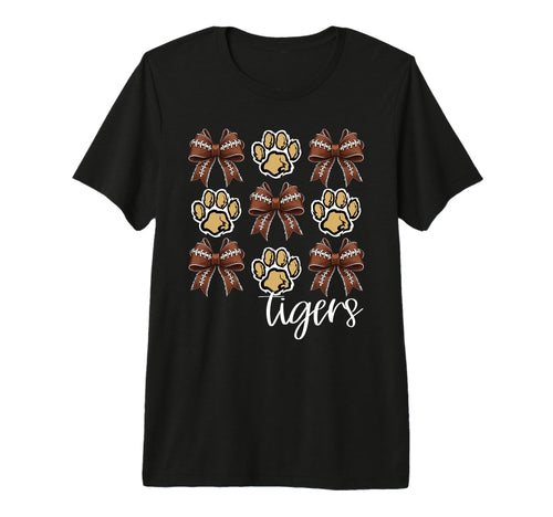 Tigers Football Mom Coquette Bows T-Shirt - Custom Art Print for Adults - T-Shirt, Sweatshirt, Hoodie