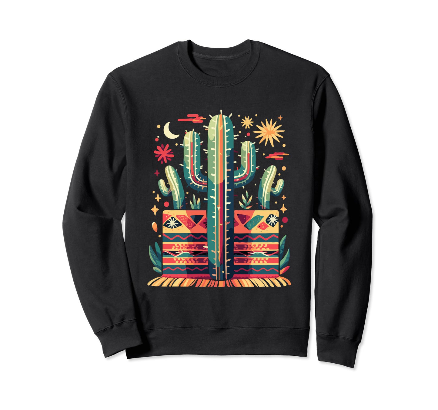 Cactus Serape Succulent Plant Sweatshirt - Casual Everyday Wear Men Women - T-Shirt, Sweatshirt, Hoodie