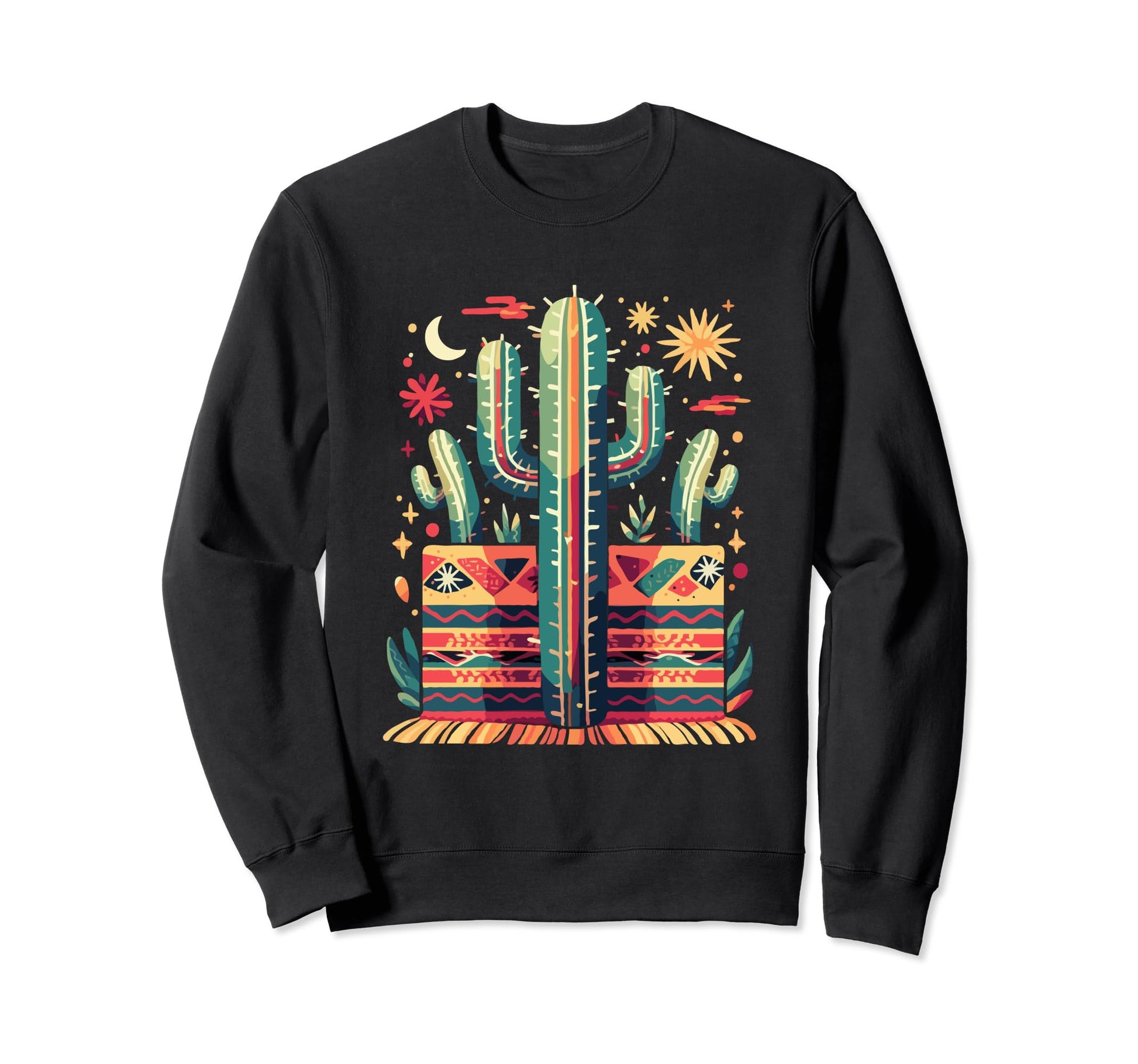 Cactus Serape Succulent Plant Sweatshirt - Casual Everyday Wear Men Women - T-Shirt, Sweatshirt, Hoodie