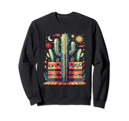 Cactus Serape Succulent Plant Sweatshirt - Casual Everyday Wear Men Women - T-Shirt, Sweatshirt, Hoodie