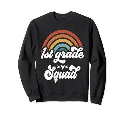 1St Grade Squad Groovy Rainbow Sweatshirt - Trendy Graphic Men Women - T-Shirt, Sweatshirt, Hoodie